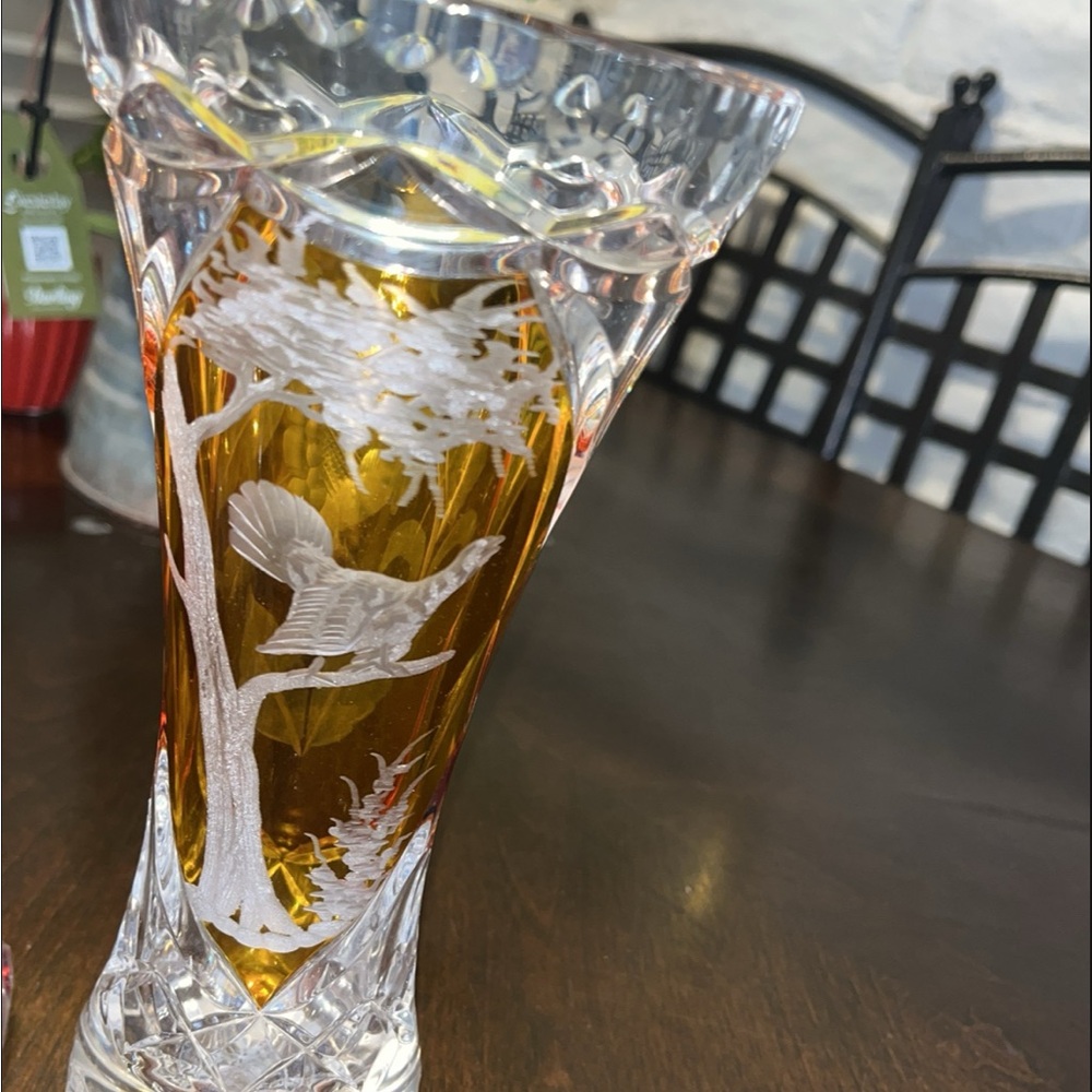 Crystal Cut Glass Basket and Vase Set